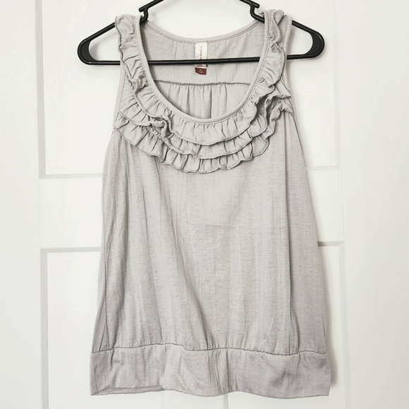 Gray Ruffled Sleeveless Top - Picture 1 of 4